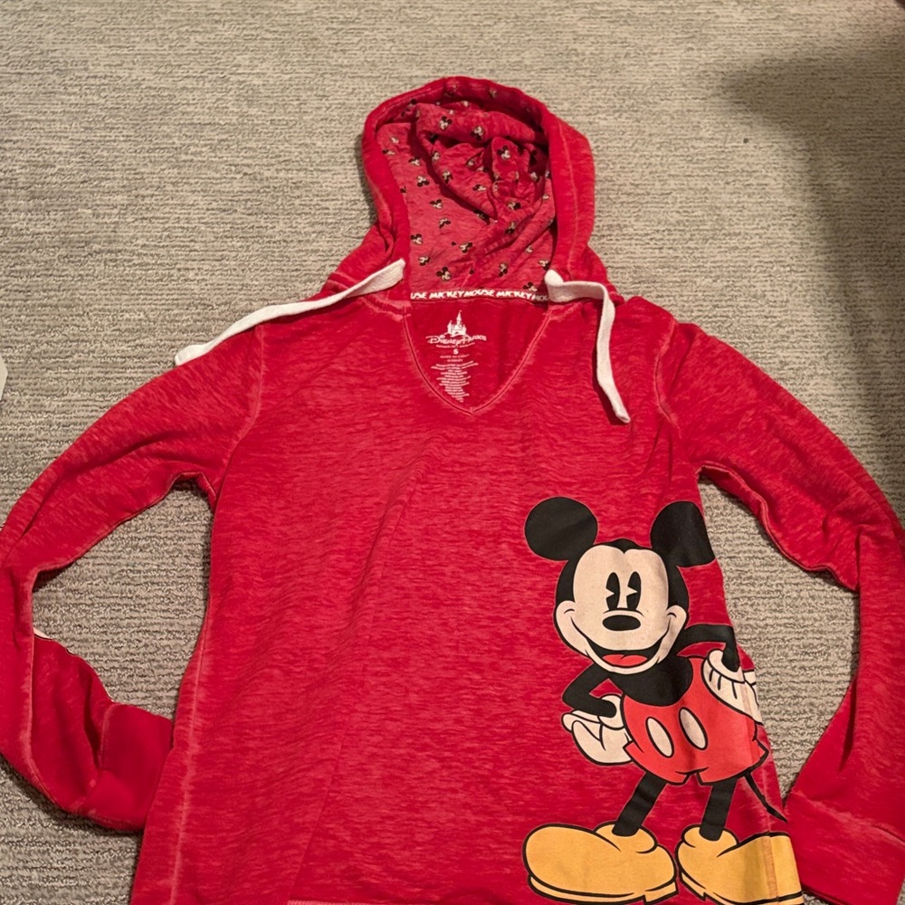Disney Red Hoodie with Mickey Mouse Pattern